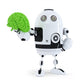 Robot holding green brain. Technology concept Wall Decal