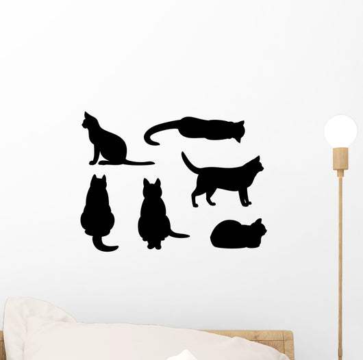 Six Black Cats Wall Stickers Wall Decal