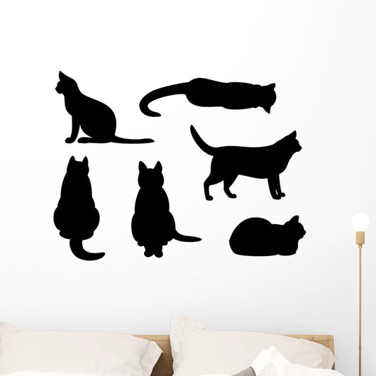 Six Black Cats Wall Stickers Wall Decal