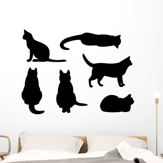 Six Black Cats Wall Stickers Wall Decal