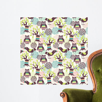 Forest Seamless Pattern Wall Decal Design 2 shown on a wall