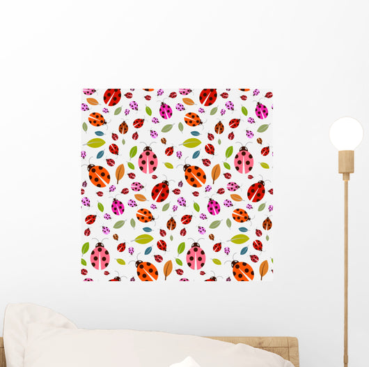 Seamless Pattern with Ladybirds Wall Decal