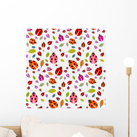 Seamless Pattern with Ladybirds Wall Decal
