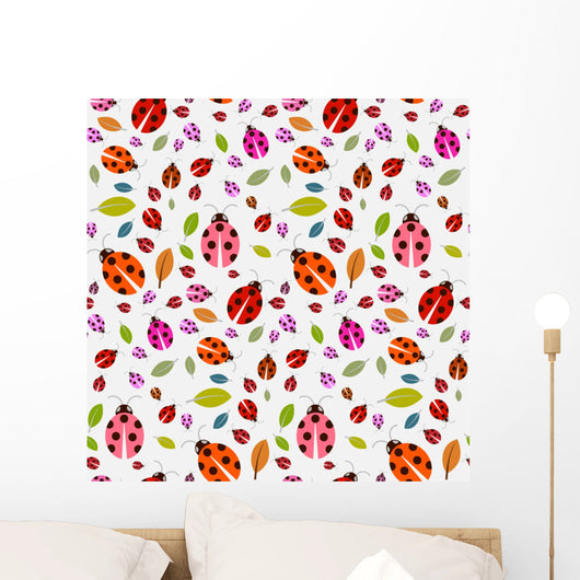 Seamless Pattern with Ladybirds Wall Decal