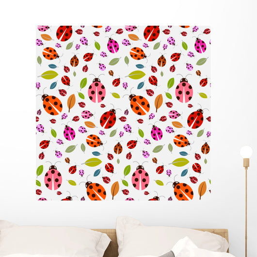 Seamless Pattern with Ladybirds Wall Decal