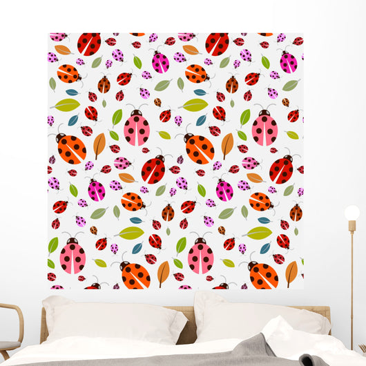 Seamless Pattern with Ladybirds Wall Decal