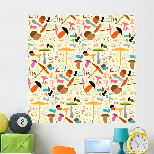 Mushroom Seamless Pattern Wall Decal