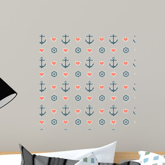 Seamless Nautical Pattern with Wall Decal