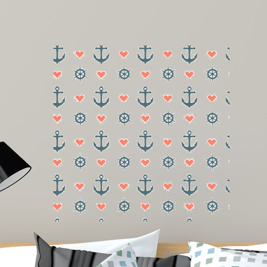 Seamless Nautical Pattern with Wall Decal