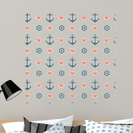 Seamless Nautical Pattern with Wall Decal