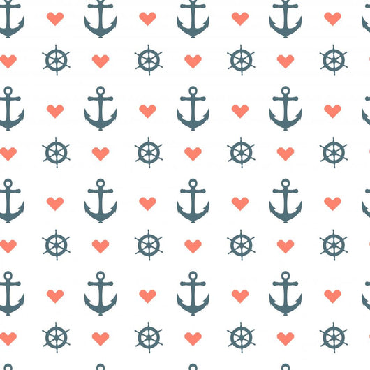 Seamless Nautical Pattern with Wall Decal