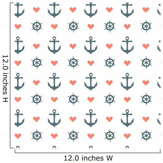 Seamless Nautical Pattern with Wall Decal