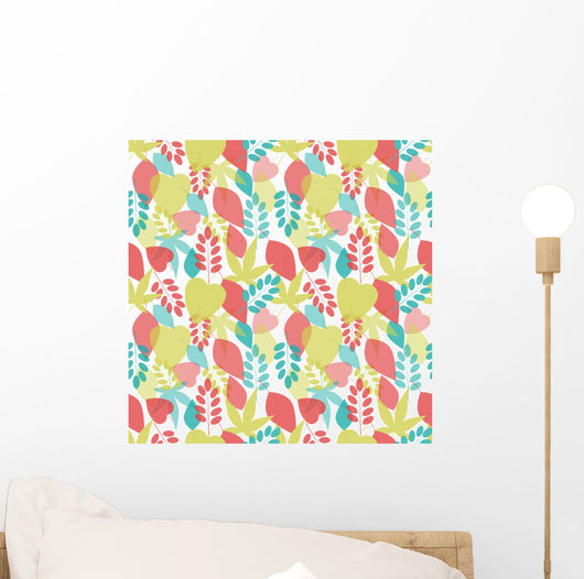 Seamless Bright Leaves Pattern Wall Decal Design 1