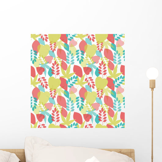 Seamless Bright Leaves Pattern Wall Decal Design 1