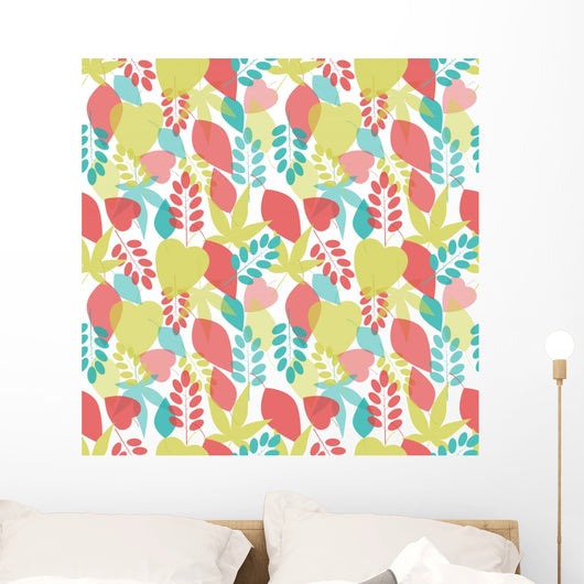 Seamless Bright Leaves Pattern Wall Decal Design 1