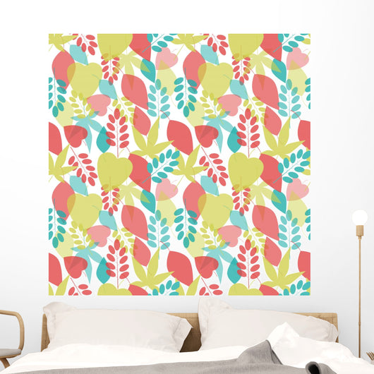 Seamless Bright Leaves Pattern Wall Decal Design 1