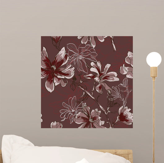 Floral Seamless Pattern with Wall Decal Design 1