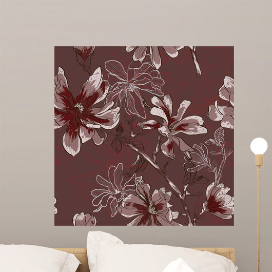 Floral Seamless Pattern with Wall Decal Design 1