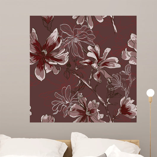 Floral Seamless Pattern with Wall Decal Design 1
