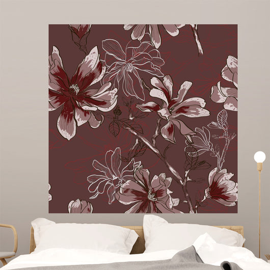 Floral Seamless Pattern with Wall Decal Design 1