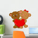 Bear couple holding red heart shape Wall Decal