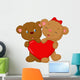 Bear couple holding red heart shape Wall Decal