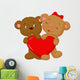 Bear couple holding red heart shape Wall Decal