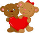 Bear couple holding red heart shape Wall Decal