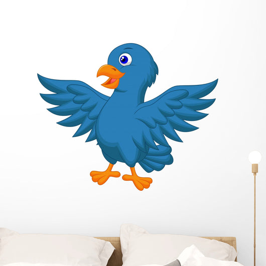 Blue Bird Cartoon Wall Decal