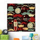 Retro vintage seamless pattern Wall Mural