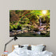 beautiful waterfall comes out of a huge rock in the forest Wall Mural
