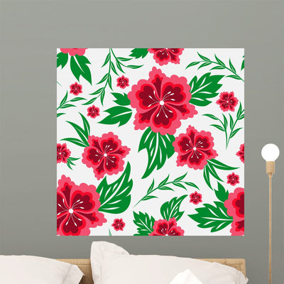 Flower Seamless Pattern Wall Decal shown on a wall