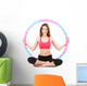 Woman Doing Exercises with Hula Hoop Isolated on White Wall Decal