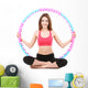 Woman Doing Exercises with Hula Hoop Isolated on White Wall Decal