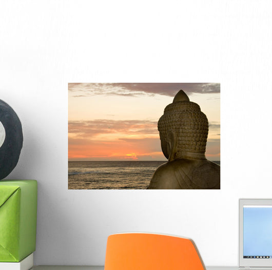 Buddha and sunset Wall Mural