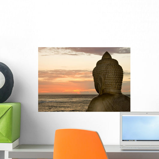 Buddha and sunset Wall Mural