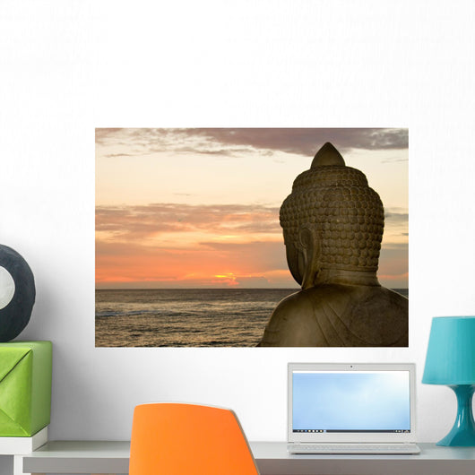 Buddha and sunset Wall Mural