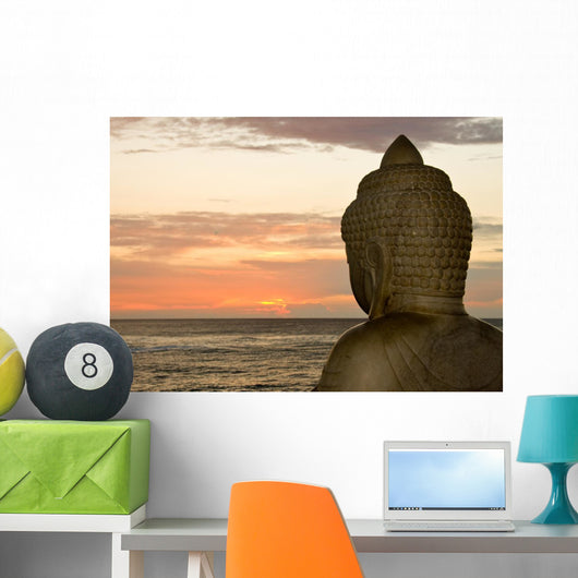 Buddha and sunset Wall Mural
