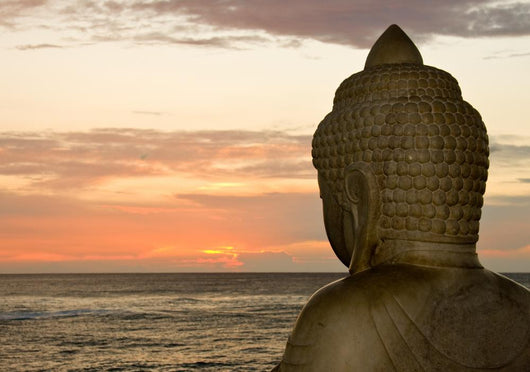 Buddha and sunset Wall Mural