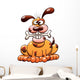 Happy Dog Seated Chewing a Bone and Smiling 