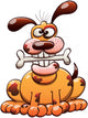 Happy Dog Seated Chewing a Bone and Smiling 