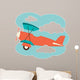 Illustration of a Biplane in the Clouds 