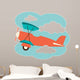 Illustration of a Biplane in the Clouds 