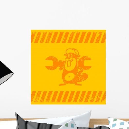 Construction Zone Beaver Holds Wall Decal