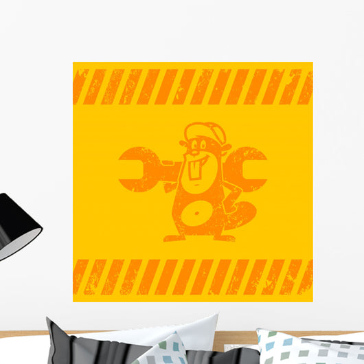 Construction Zone Beaver Holds Wall Decal