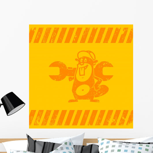 Construction Zone Beaver Holds Wall Decal
