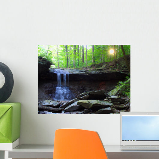 waterfall and sunset Wall Mural
