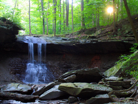 waterfall and sunset Wall Mural