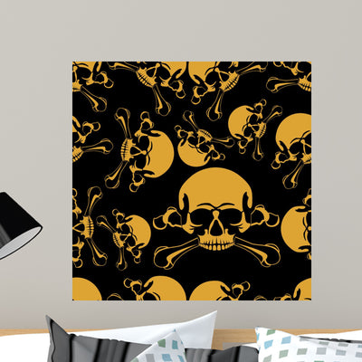 Skull Seamless Wall Decal shown on a wall