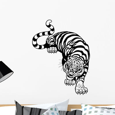 Tiger Black White shown on a wall